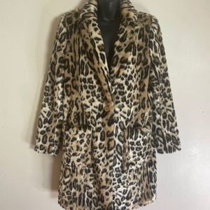 Michael Kors Leopard Animal Print Faux Fur Coat